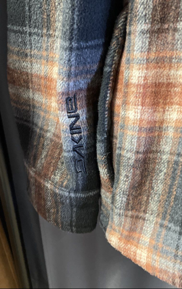 Dakine Men's Brown Orange Black Plaid Fleece Shirt Jacket Shacket Size XL