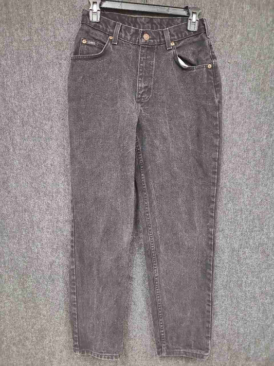 Vintage 90s Lee Women's Faded Black High Rise Tapered Denim Jeans Sz 6P