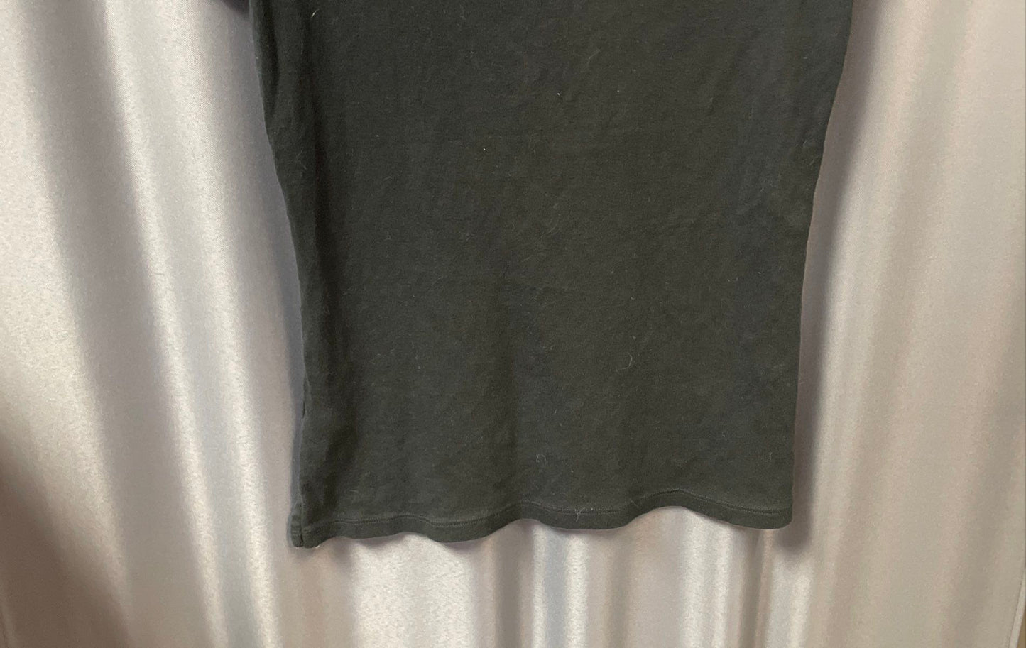 Lauren Ralph Lauren Women's Black Cotton Short Sleeve Tee Striped Sleeve Sz M