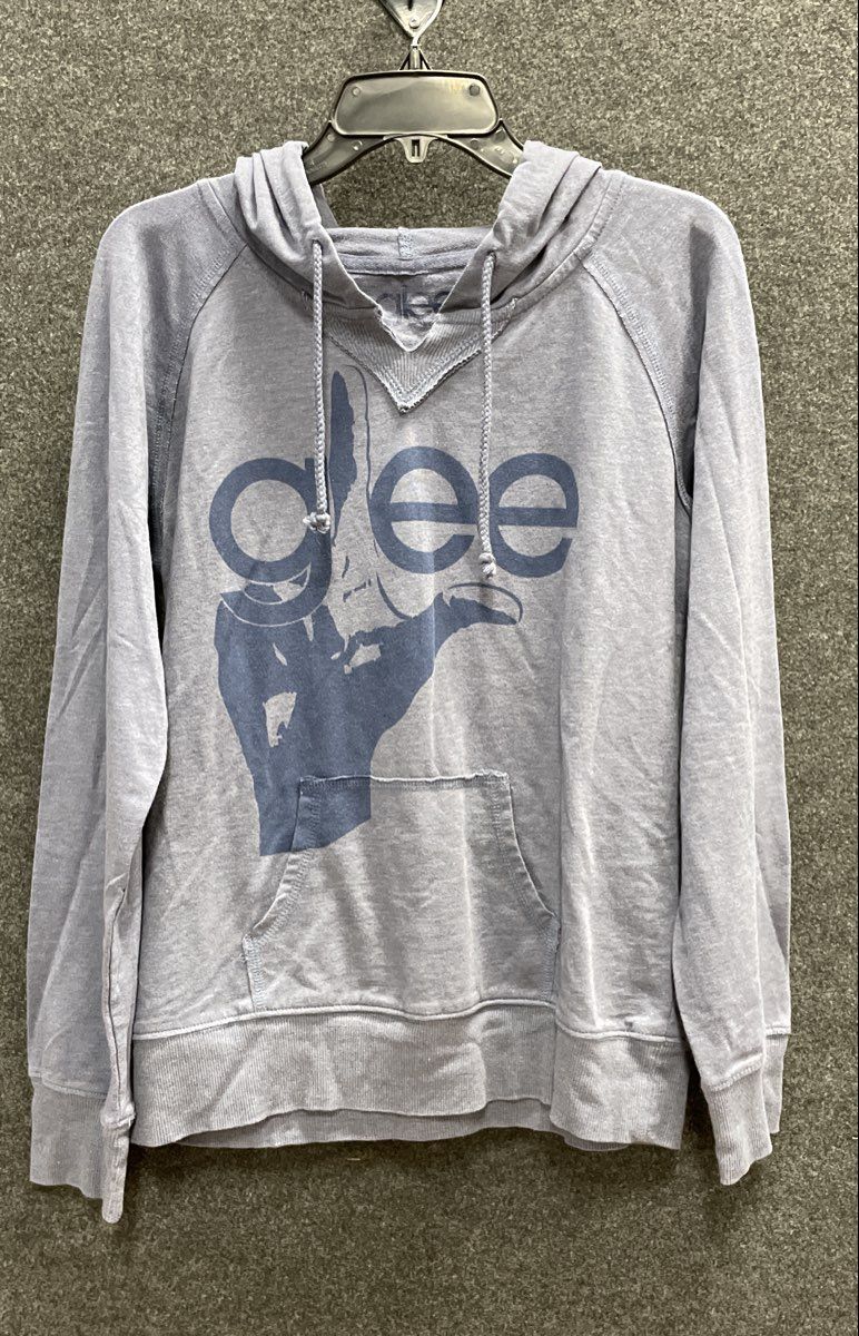 Glee Women's Pullover Hoodie Purple Graphic Split V-Neck Sweatshirt Sz XL