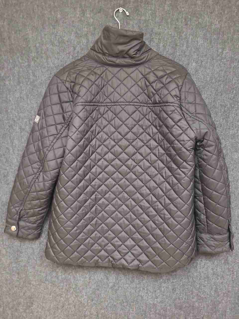 Anne Klein Women's Brown Diamond Quilted Snap Front Mock Neck Jacket Sz L