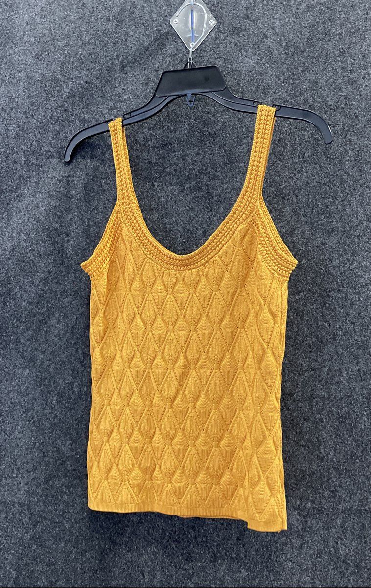 White House Black Market Women's Honey Citrine Mixed Stitch Tank Top Sz XS NWT