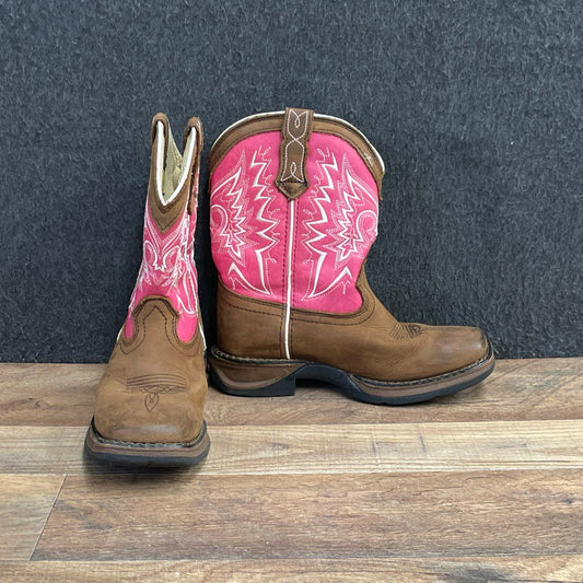 Durango Lil' Durango Tan Pink Western Cowboy Boots Kid's Size 13.5M