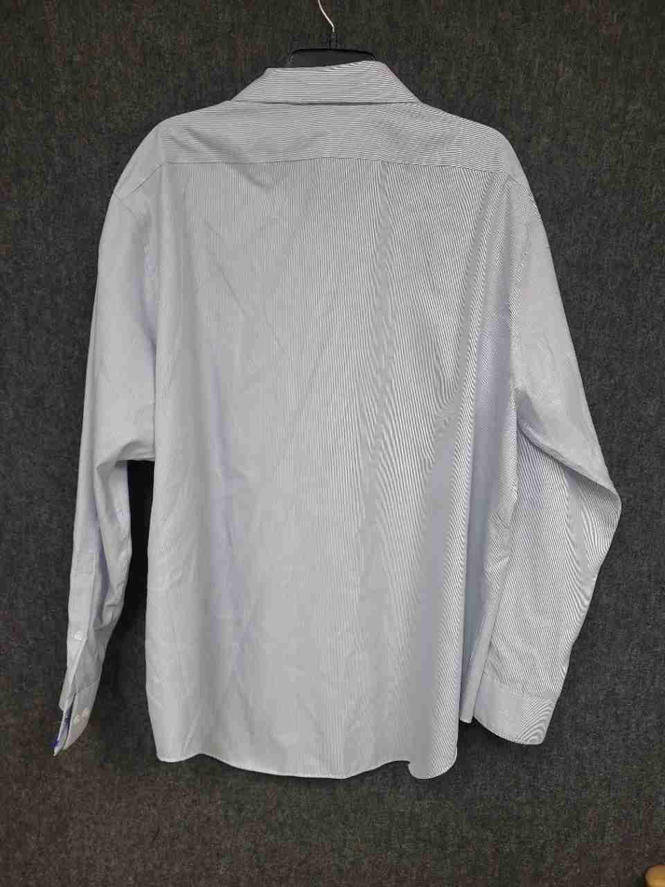Calvin Klein Men's Slim Fit Infinite Non Iron Blue White Striped Shirt Sz 19