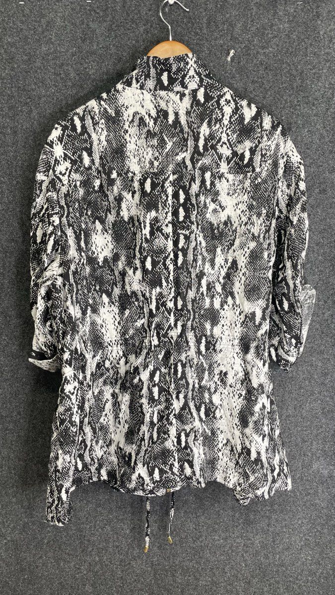 Calvin Klein Women's Black White Snake Print Linen Utility Shirt Jacket Sz 2XL