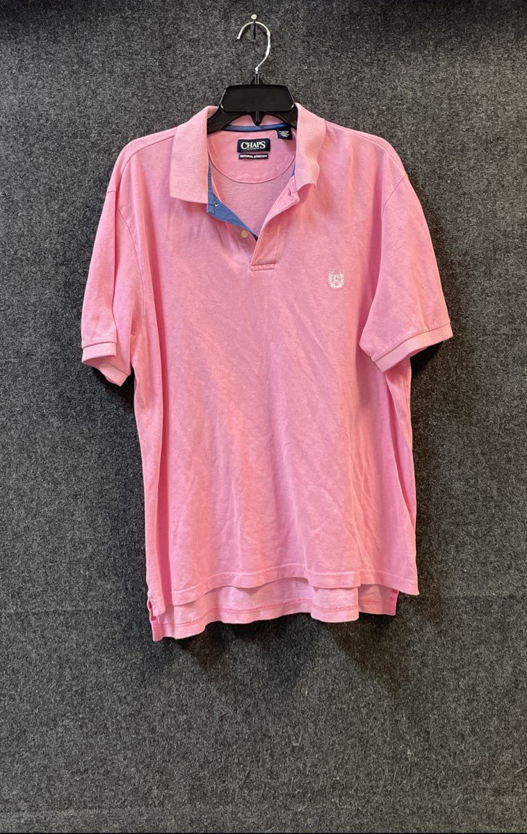 Chaps Men's Pink Natural Stretch Short Sleeve Cotton Polo Shirt Sz XL