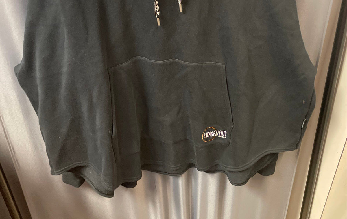 Savage X Fenty Women's Black Pullover Hoodie Boxy Logo Graphic Sz XL