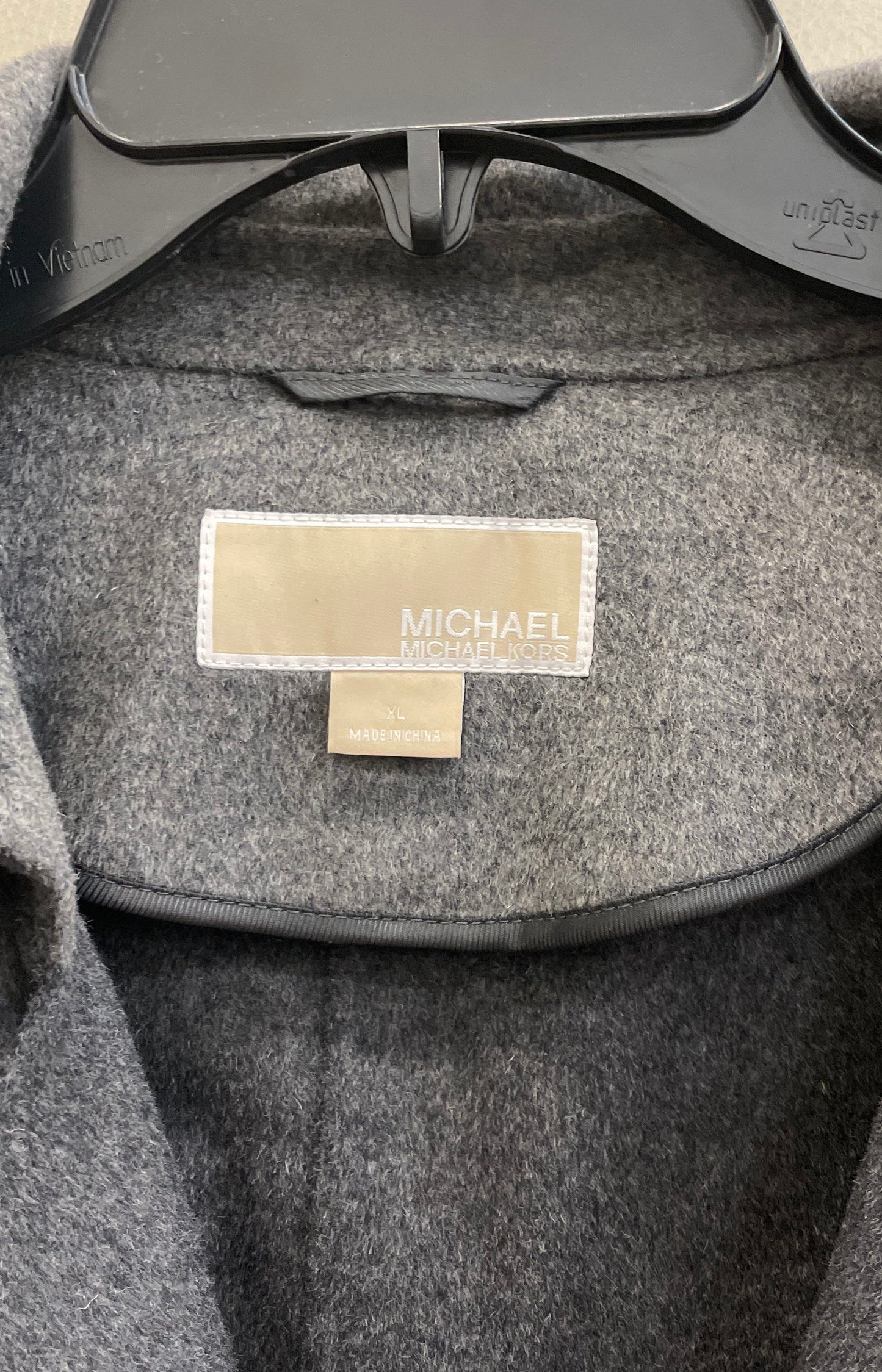 Michael Kors Women's Grey Wool Blend Wrap Drape Front Belted Trench Coat Sz XL