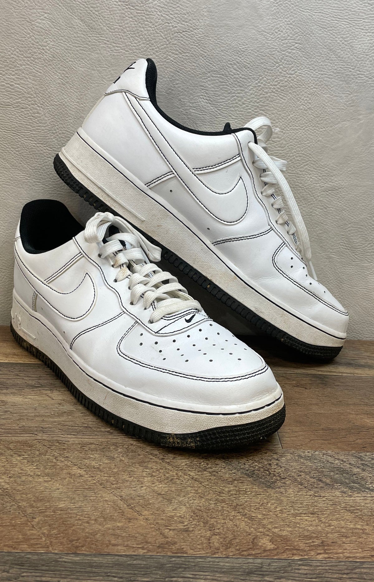 Nike Air Force 1 '07 Contrast Stitch White Black CV1724-104 Men's Size 10