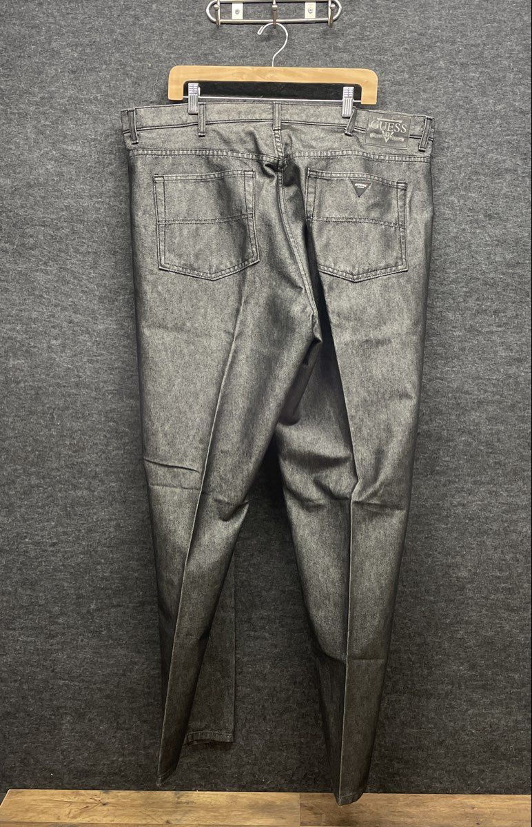 Vintage 90s Guess Men's Gray Coated Denim Jeans Made in USA Sz 42x34