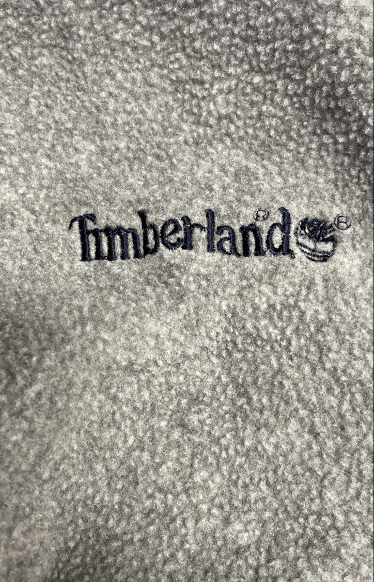 Vintage Y2K Timberland Men's Gray Full Zip Fleece Jacket Mock Neck Sz M