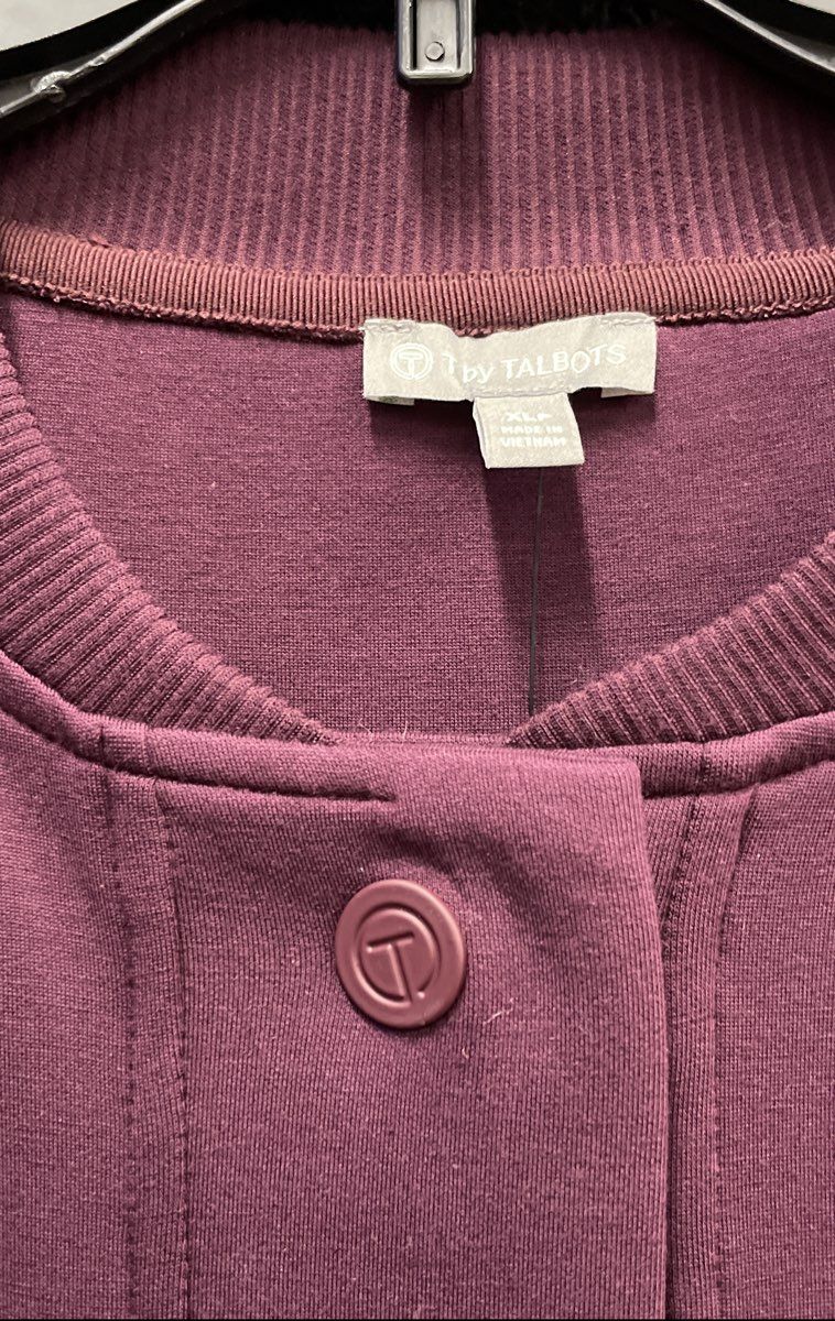 T by Talbots Women's Purple Snap Front Bomber Jacket Modal Scuba Knit NWT XLP