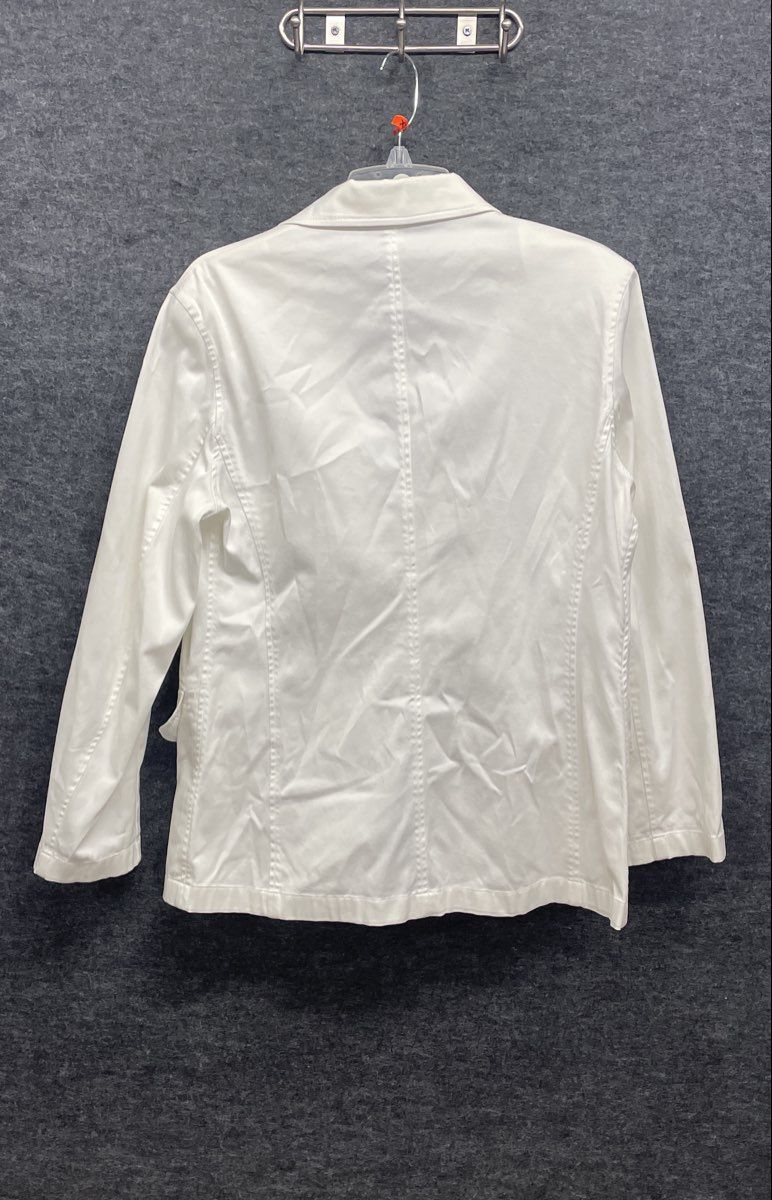 Chico's Women's White Cotton Stretch Single Breasted Blazer Jacket Size 1