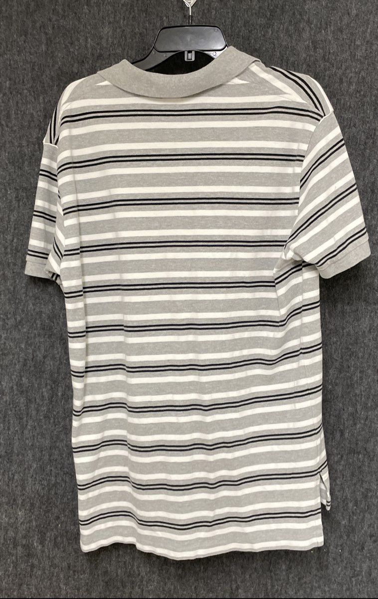 Polo by Ralph Lauren Men's Polo Shirt Grey White Black Striped Cotton Sz L