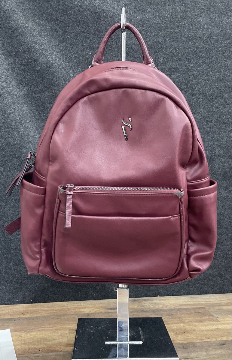 Simply Vera Vera Wang Maroon Faux Leather Backpack Large Laptop Sleeve