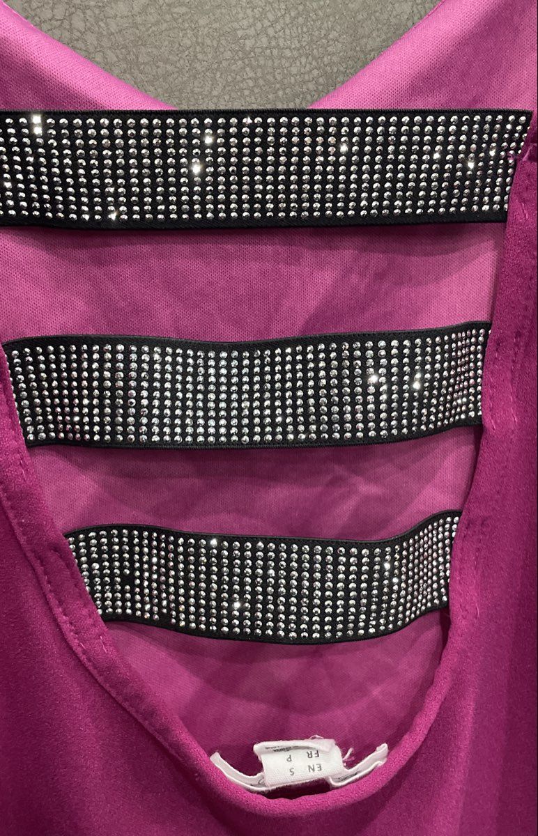 Birch and Stone Women's Purple Rhinestone Low Back Evening Bodycon Dress Sz S