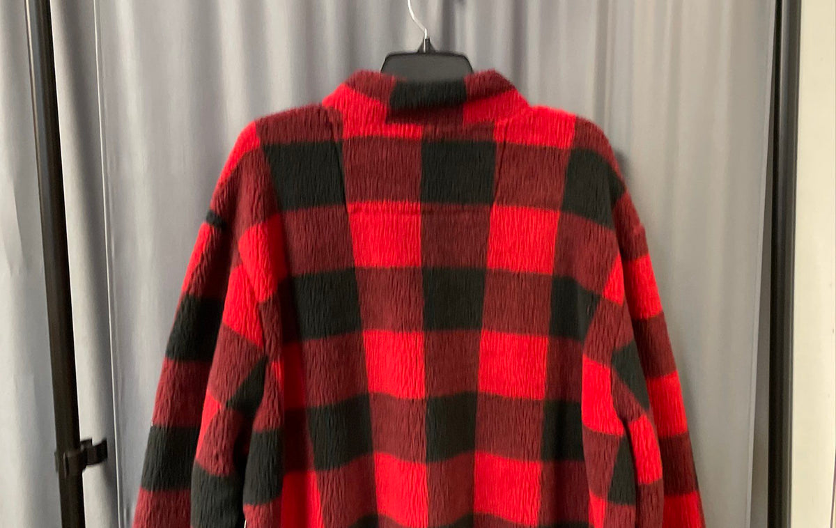 Chaps Men's Red Black Buffalo Plaid 1/4 Zip Fleece Pullover Sherpa NWT Sz 3XB