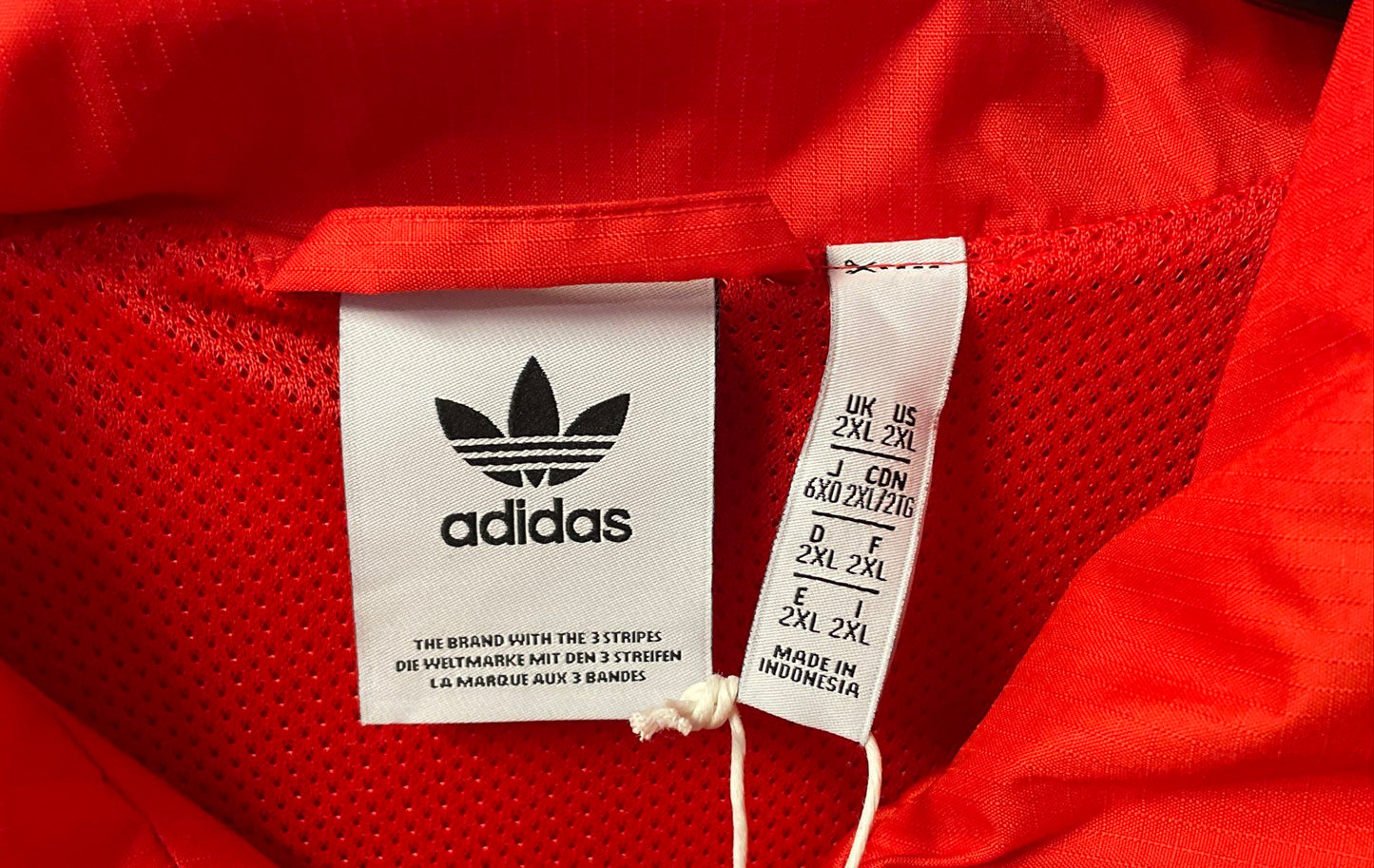 Adidas Men's Active Red 3D Trefoil 3-Stripe Track Top Windbreaker Sz 2XL NWT