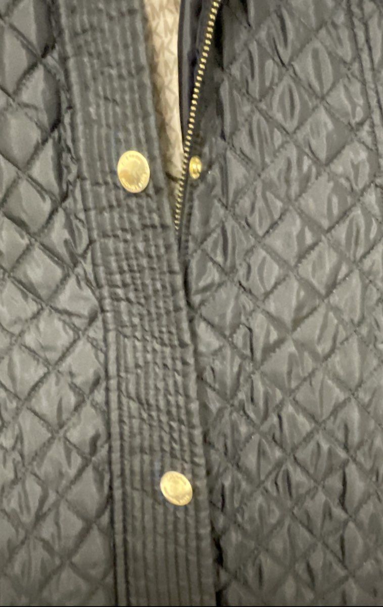 Michael Kors Women's Black Quilted Jacket Gold-Tone Hardware Size S
