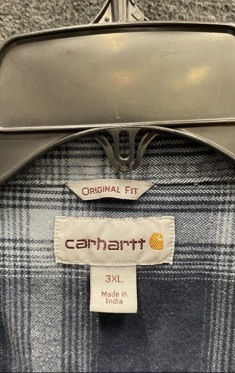 Carhartt Men's Blue Gray Plaid Original Fit Cotton Flannel Shirt Sz 3XL