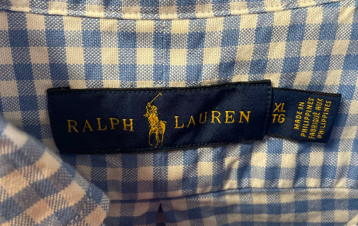 Ralph Lauren Men's Blue White Gingham Check Button Down Cotton Shirt Size XL