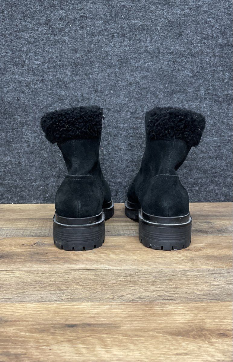 Lauren Ralph Lauren Carlee Black Suede Shearling Combat Boots Women's Size 8