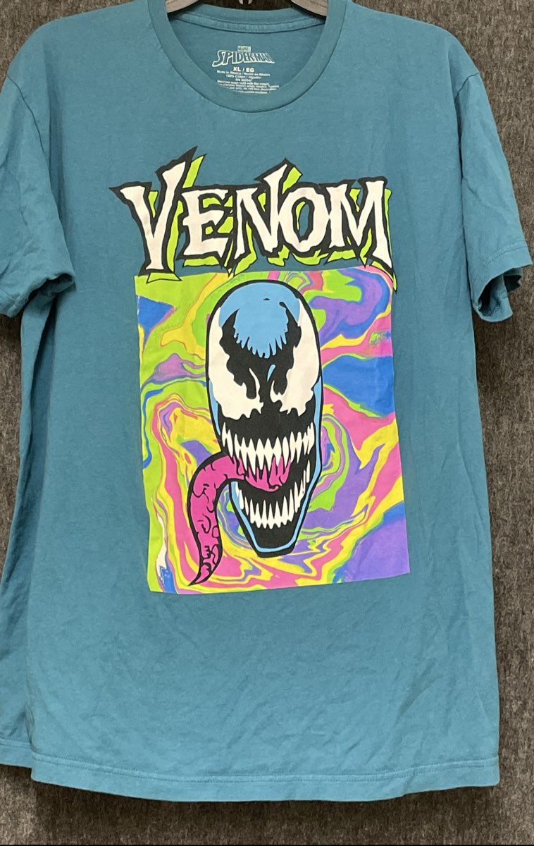 Marvel Men's Venom Graphic T-Shirt Blue Trippy Psychedelic Swirl Sz XL