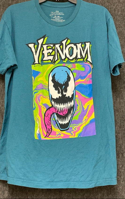 Marvel Men's Venom Graphic T-Shirt Blue Trippy Psychedelic Swirl Sz XL