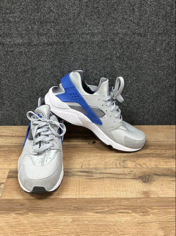 Nike Air Huarache Wolf Grey Lyon Blue Running Sneakers Men's Size 13