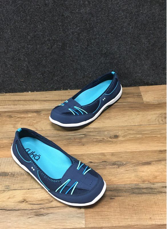 Ryka Tango Navy Blue Teal Women's Slip-On Comfort Walking Shoes Size 8.5