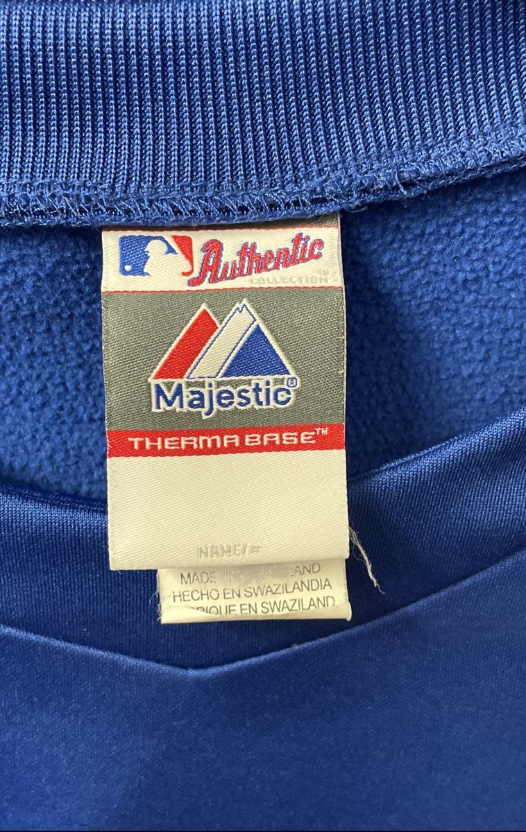 Majestic Men's NY Mets Therma Base Warm-Up Pullover Sweatshirt Blue Sz XXL