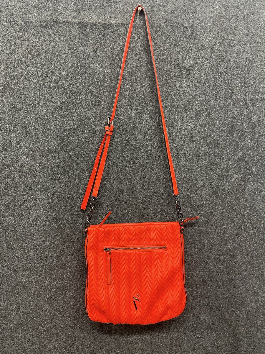 Simply Vera Wang Hibiscus Orange Remsen Ruched Faux Leather Crossbody Bag