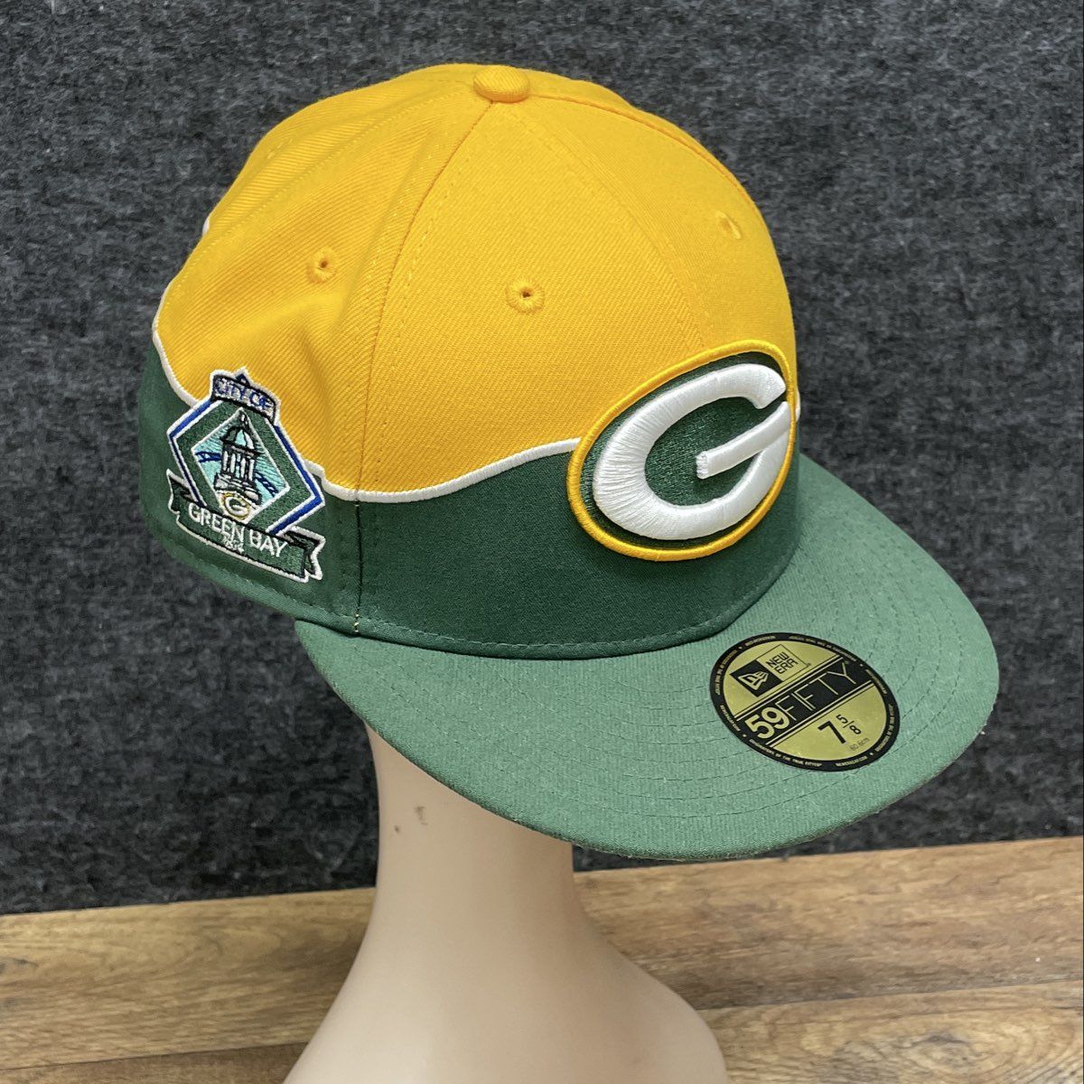 New Era Men's Green Bay Packers Green Yellow 59FIFTY NFL 100 Hat Sz 7 5/8