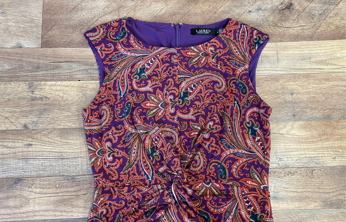 Lauren Ralph Lauren Women's Paisley Twist Front Sleeveless Maxi Dress Size 6