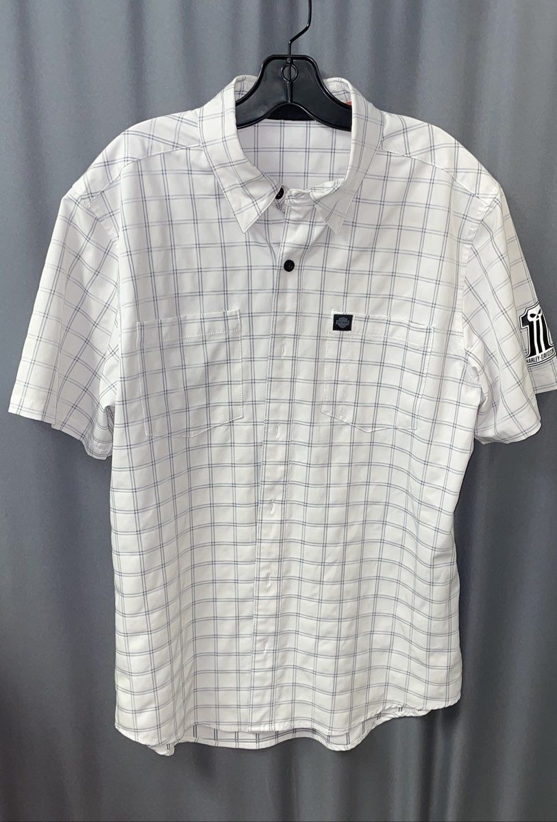 Harley-Davidson H-D Performance Plaid Short Sleeve Button Up Shirt Sz L