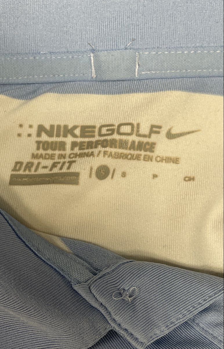 Nike Golf Men's Polo Shirt Blue White Lime Green Dri-FIT Tour Performance Size S
