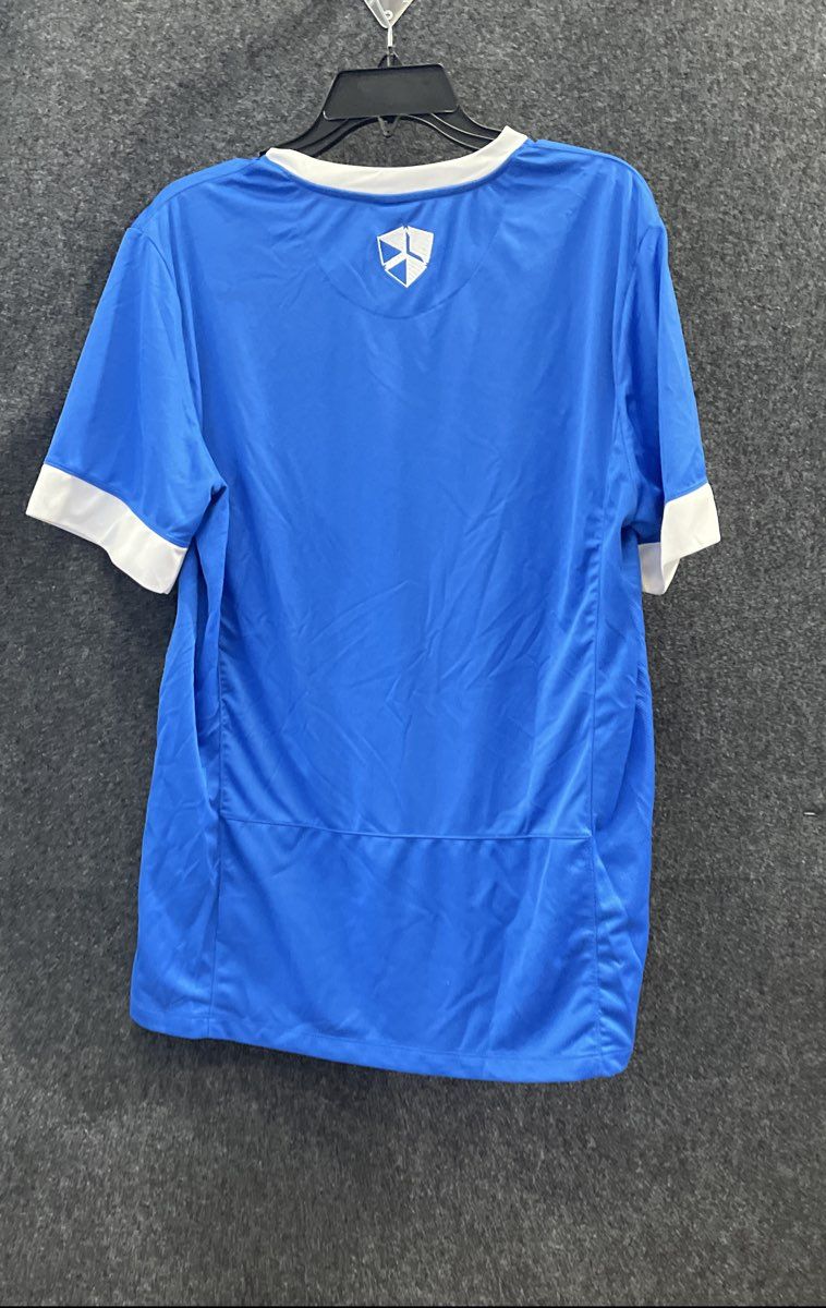 Nike Men's Soccer Training Jersey Blue White Dri-Fit V-Neck Short Sleeve Sz L