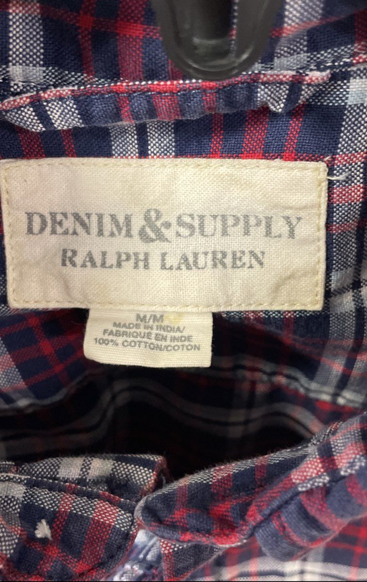 Denim & Supply Ralph Lauren Men's Red Blue Plaid Short Sleeve Button Up Sz M