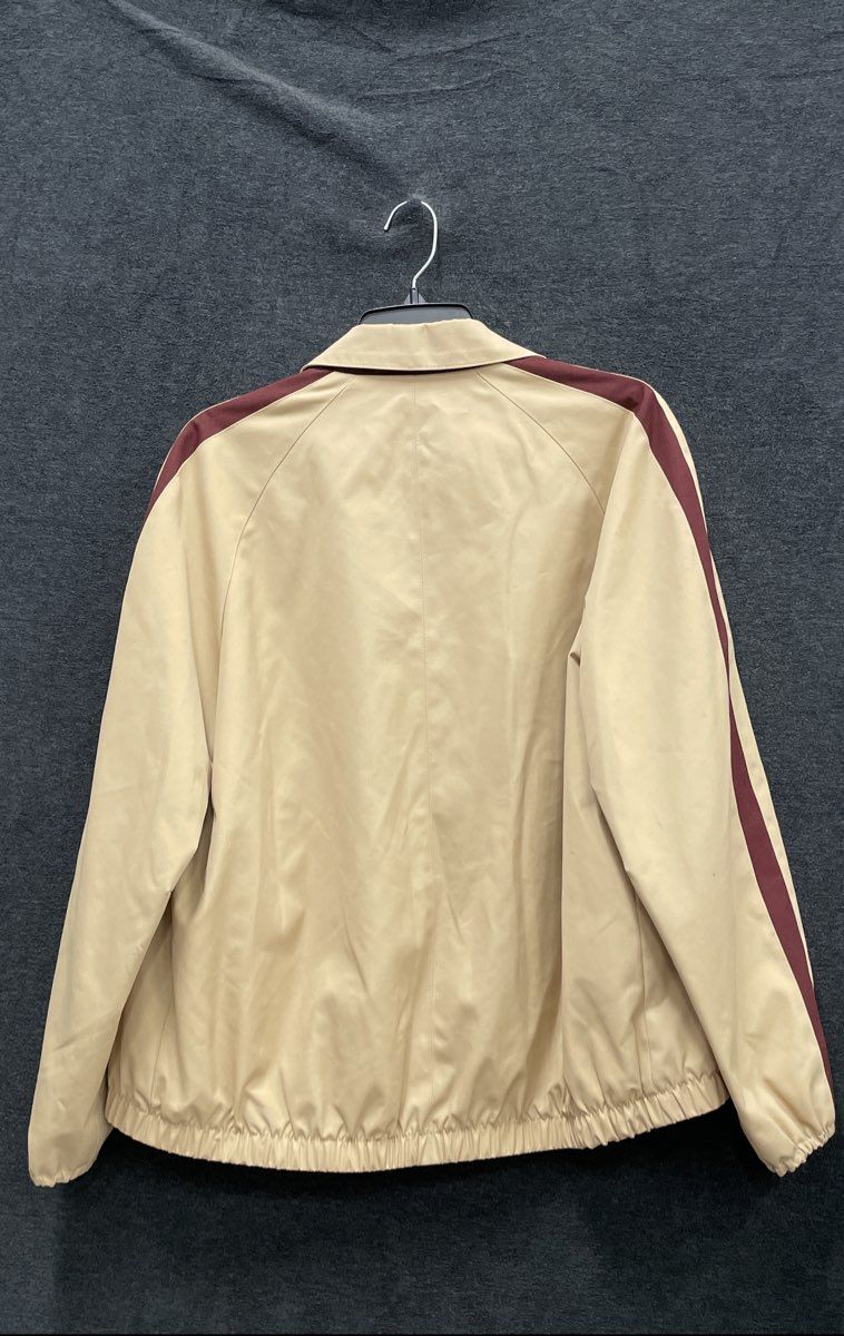 Vintage 90s Etienne Aigner Women's Tan Burgundy Stripe Windbreaker Jacket Sz 14