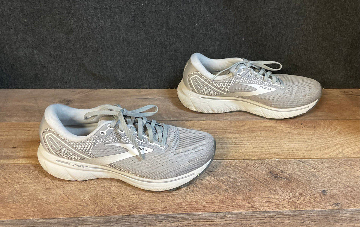 Brooks Ghost 14 Grey White Neutral Running Shoes Womens Size 8