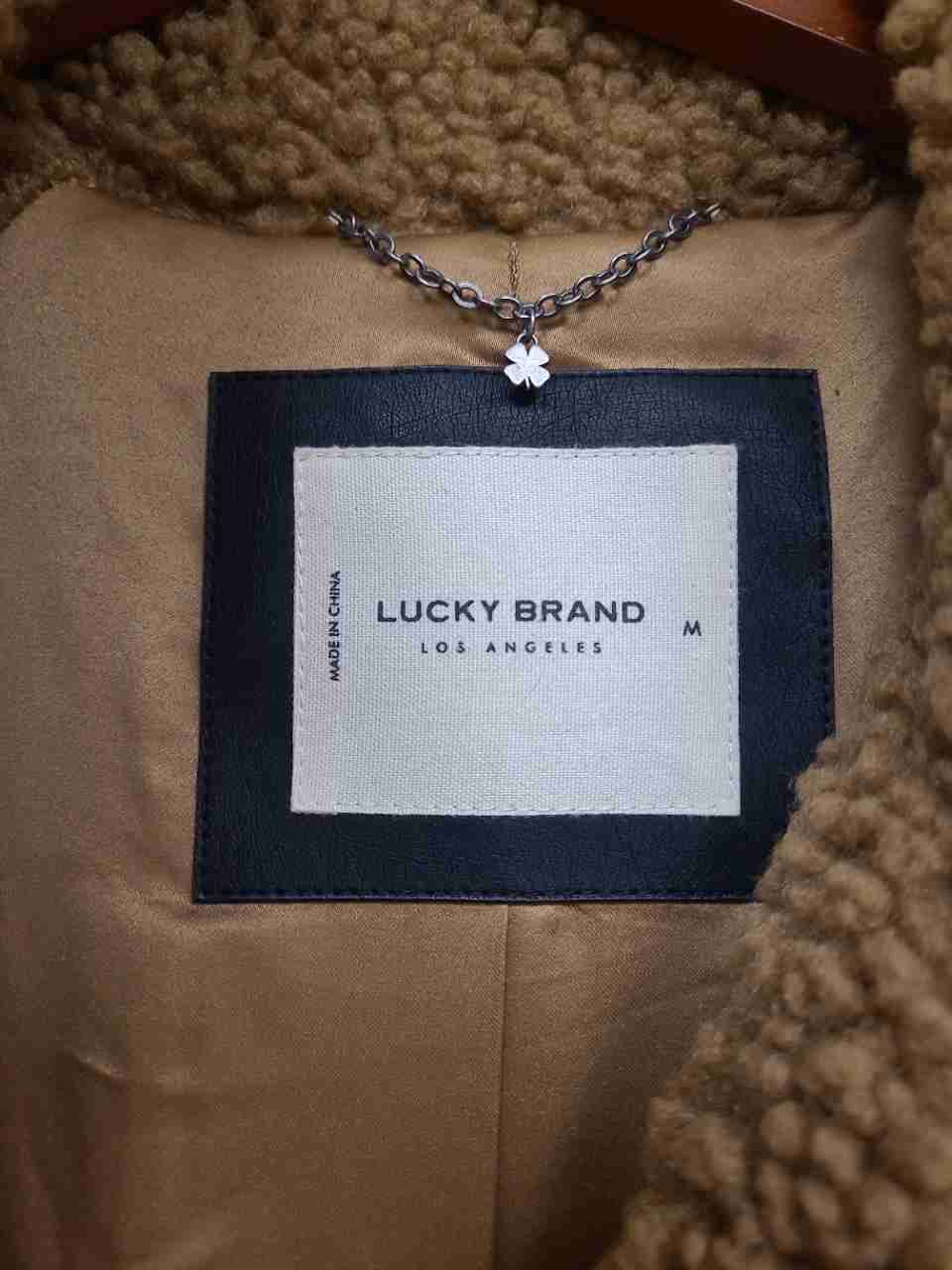 Lucky Brand Women's Tan Sherpa Teddy Faux Fur Long Coat Sz M