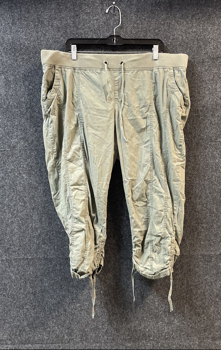 Torrid Women's Green Elastic Waist Drawstring Tie-Cuff Cargo Pants Sz 18