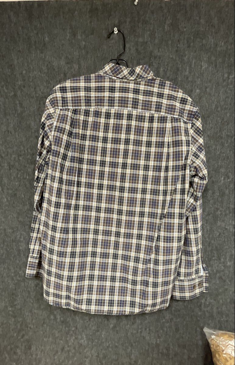 Saltaire Men's Long Sleeve Button Down Shirt Blue White Yellow Plaid Sz M