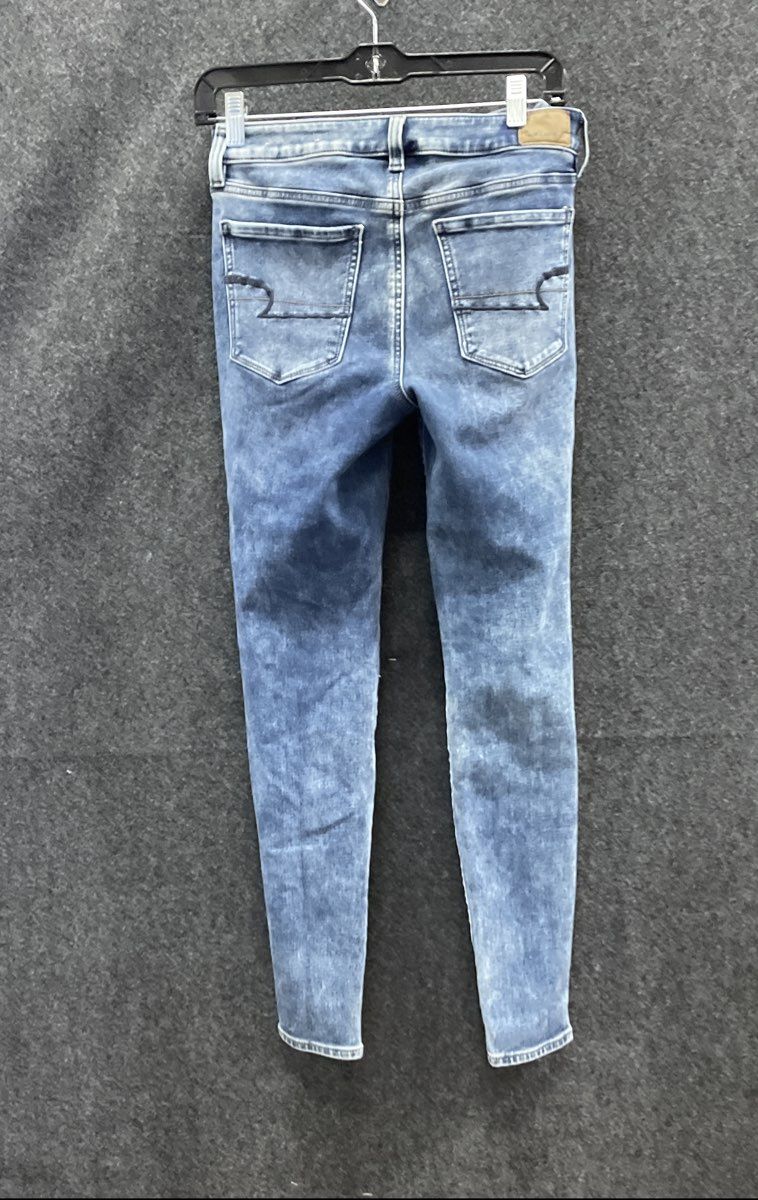 American Eagle Women's Blue Super Stretch Distressed Skinny Jeans Sz 6 Regular