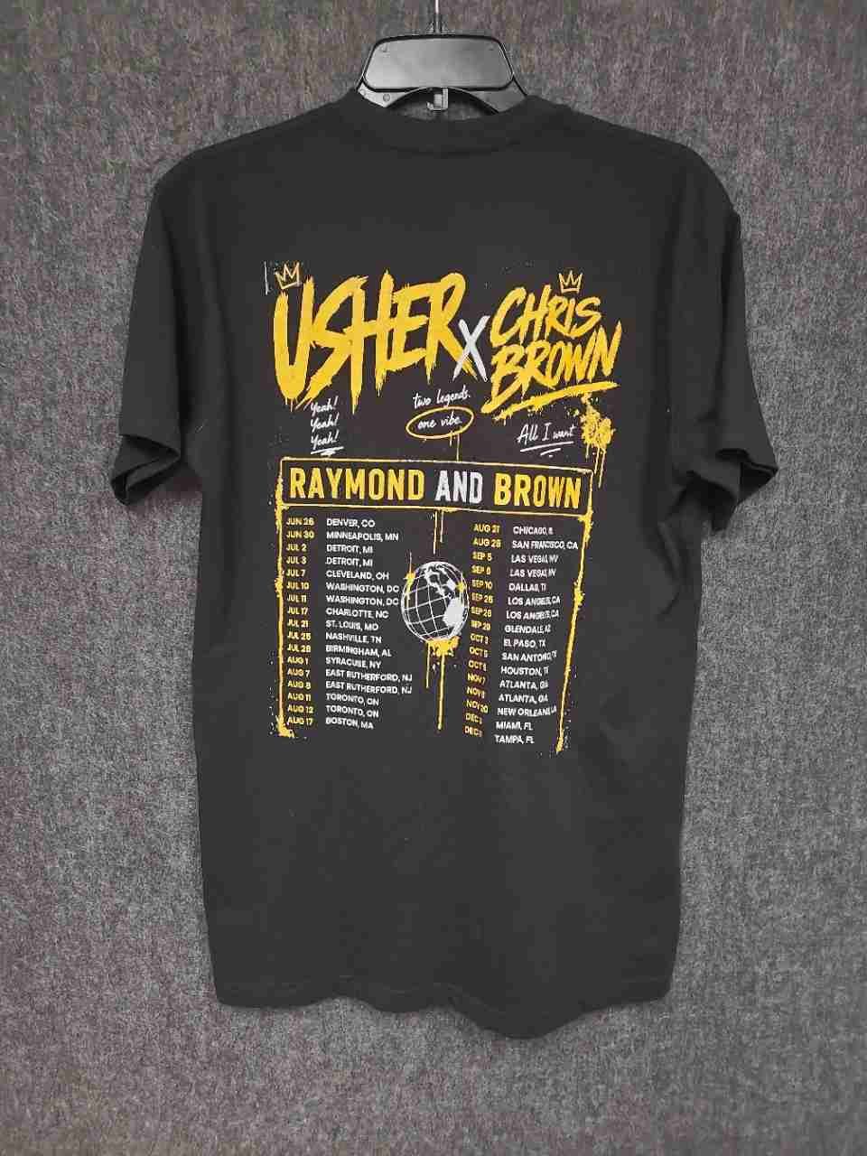 Usher x Chris Brown Raymond and Brown Tour T-Shirt R&B Streetwear Rap Tee Sz L