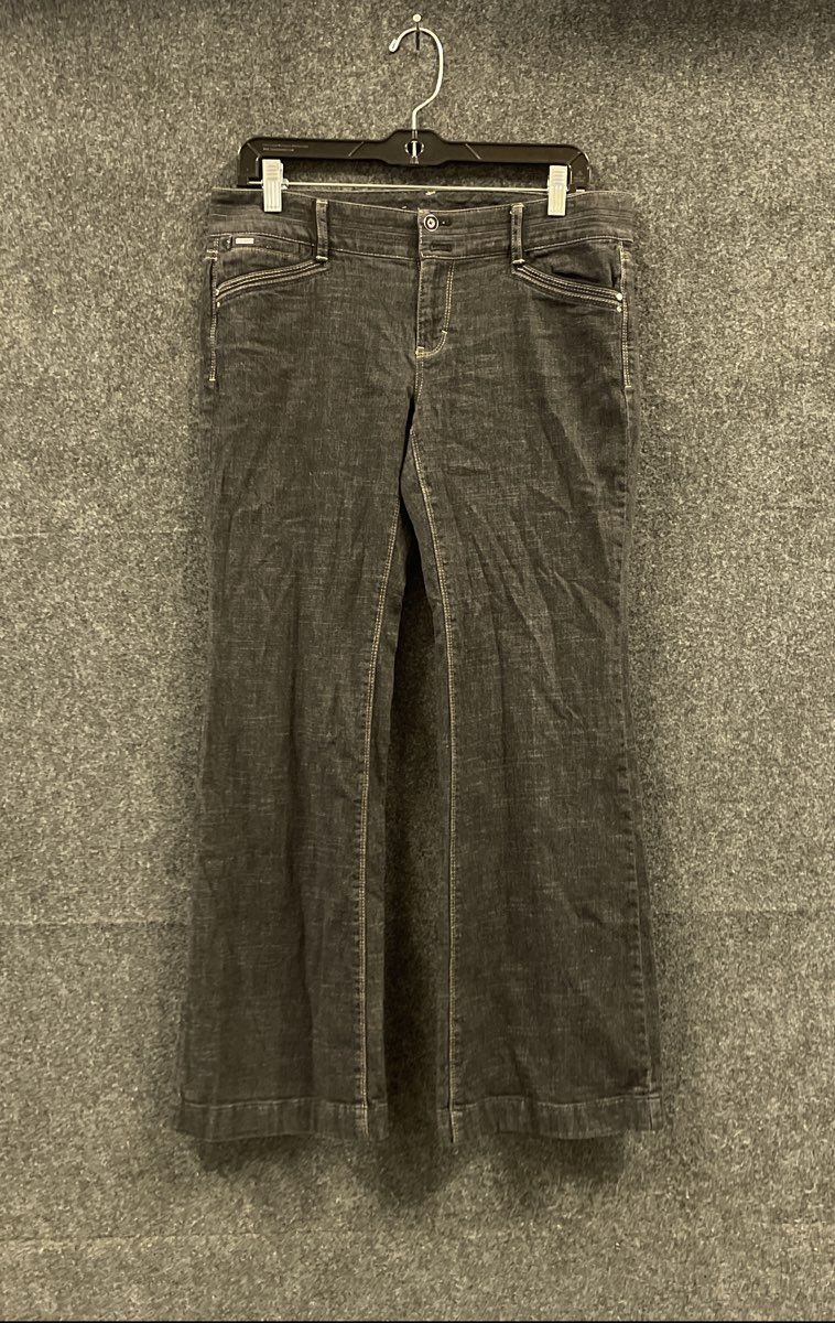 White House Black Market Women's Black Blanc Trouser Leg Jeans Flap Pocket Sz 6S