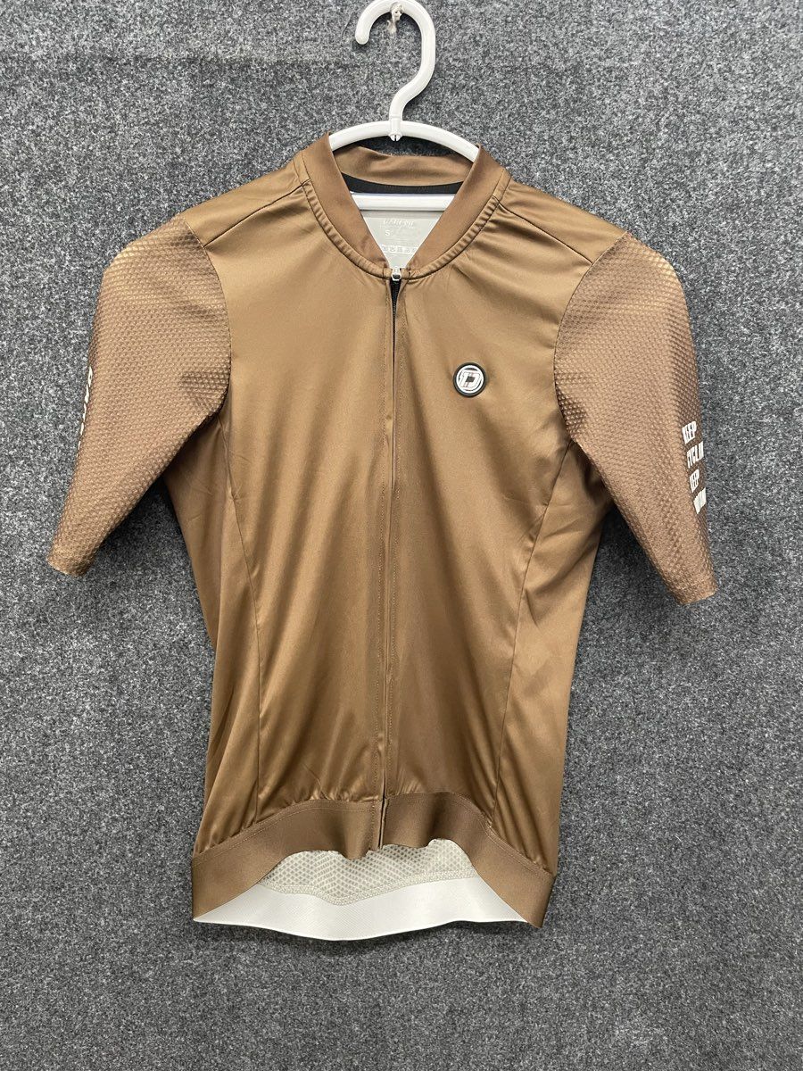 Darevie Men's DVJ180 Cycling Jersey Brown Short Sleeve Full Zip Sz S