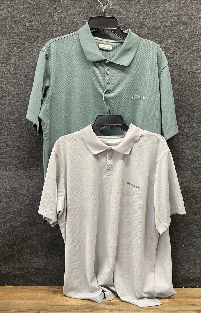 Columbia Men's Perfect Cast Polo Shirts Lot of 2 Green Gray Short Sleeve Sz XL