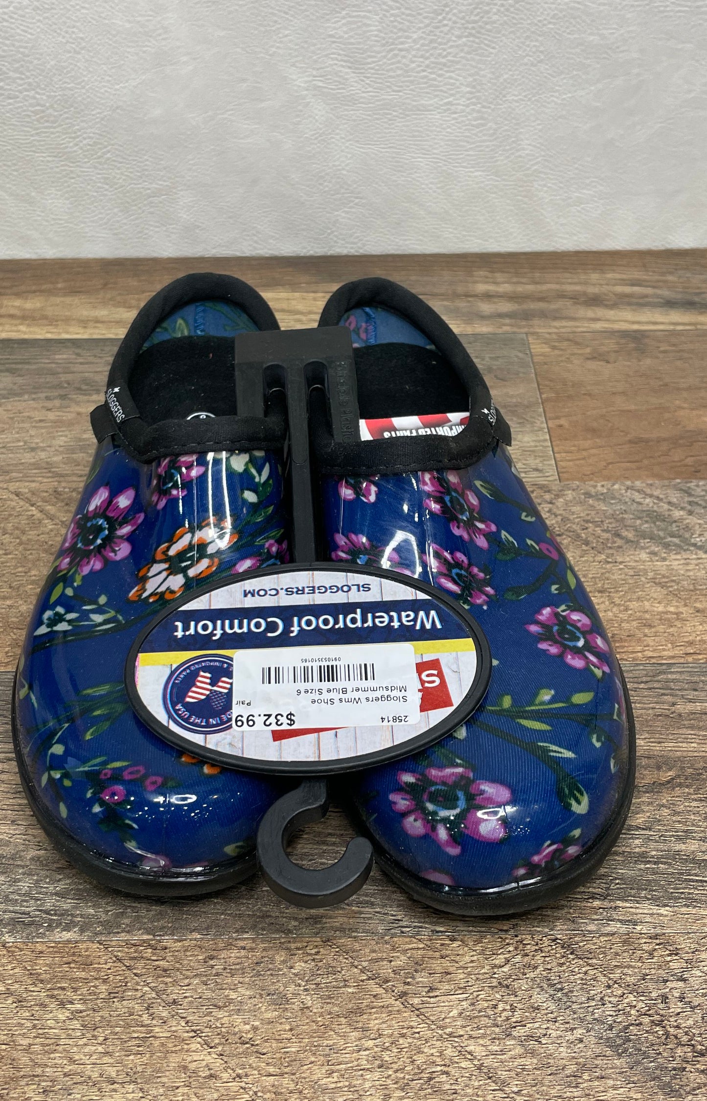 Sloggers Midsummer Blue Floral Waterproof Garden Shoe Clog Women's Size 6 NWT