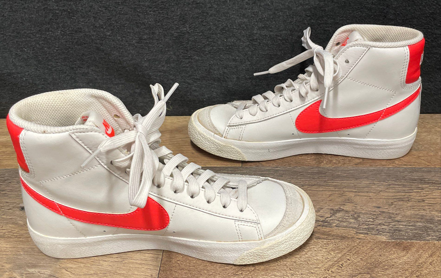 Nike Blazer Mid 77 White Habanero Red High Top Sneakers Youth Size 4Y